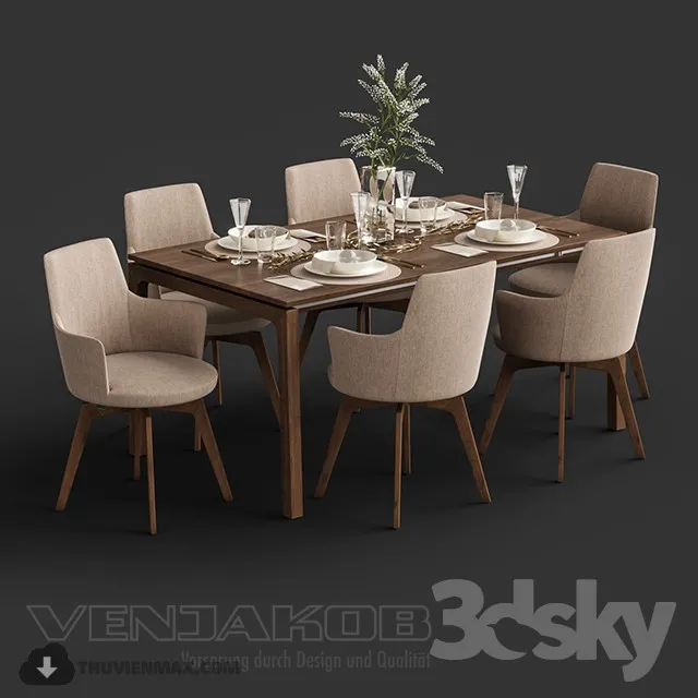 Venjakob Alexia Chair with Dining Table ET388 3DS Max - thumbnail 3