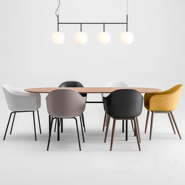 Harbor Chair Upholstery + Snaregade Table + Tr Bulb By Menu 3DS Max - thumbnail 3