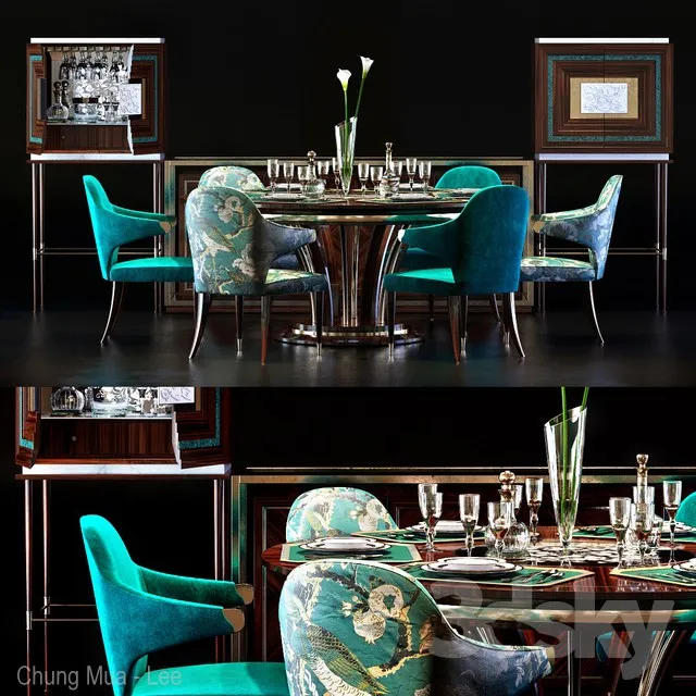 Zanaboni Contemporary Dining Set 3DS Max - thumbnail 3