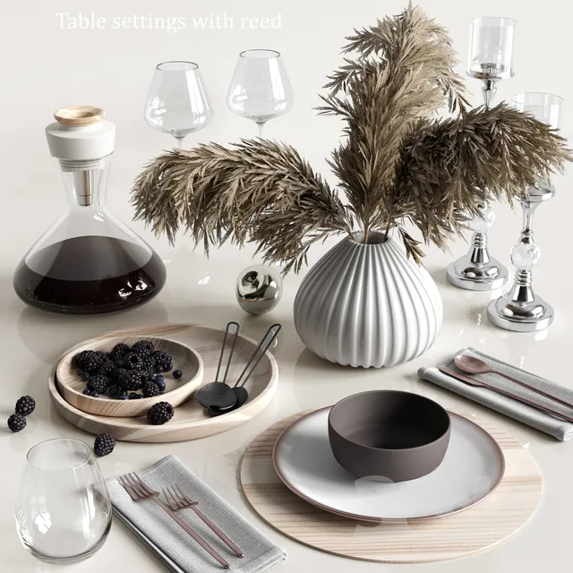 Table settings with reed 3DS Max - thumbnail 3