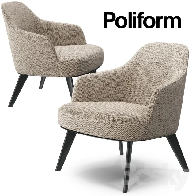 Poliform Jane armchair metal base 3DS Max - thumbnail 3