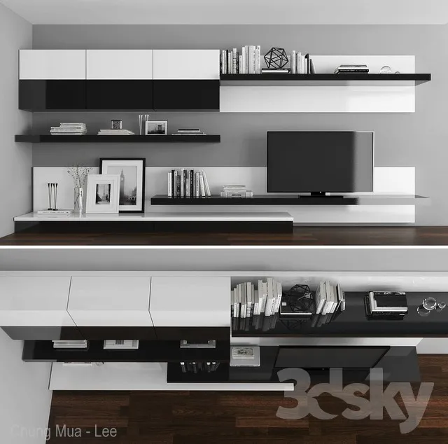 TV stand set 028 3DS Max - thumbnail 3