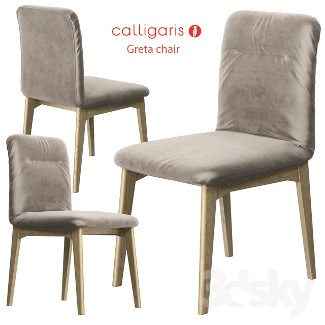 Calligaris Greta wood chair 3DS Max - thumbnail 3