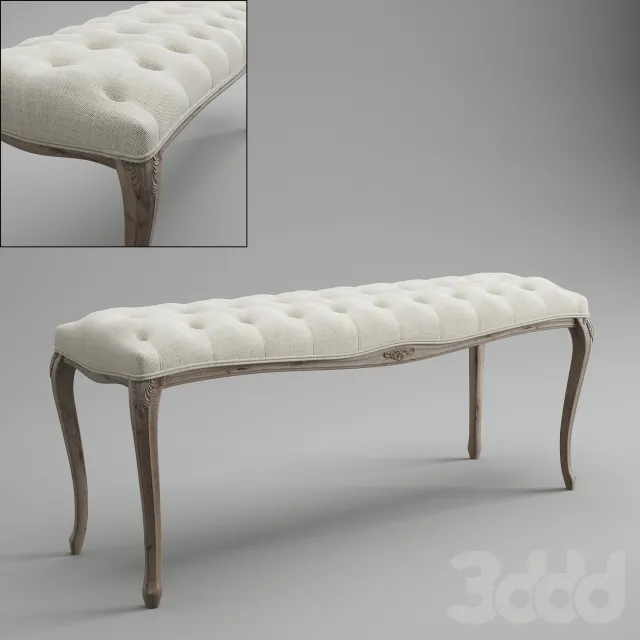 Classic style bench 3DS Max - thumbnail 3