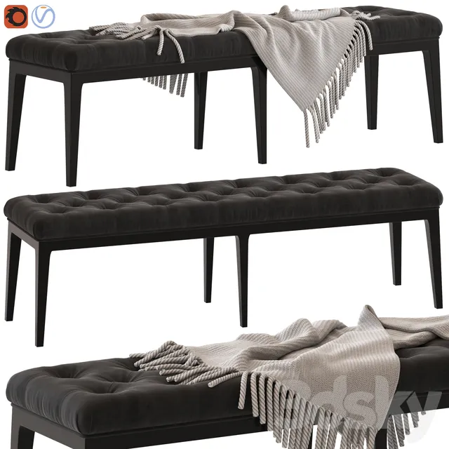 Coco Republic Piccadilly Tufted Bench 3DS Max - thumbnail 3