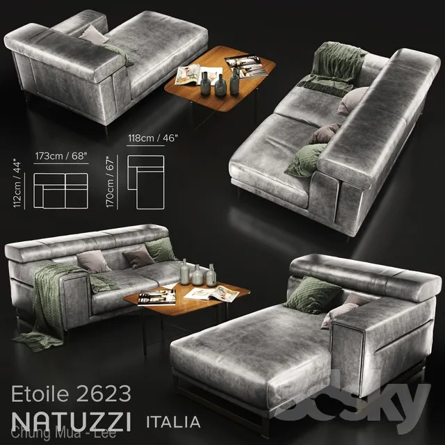 Sofa Natuzzi Etoile 2623 3DS Max - thumbnail 3