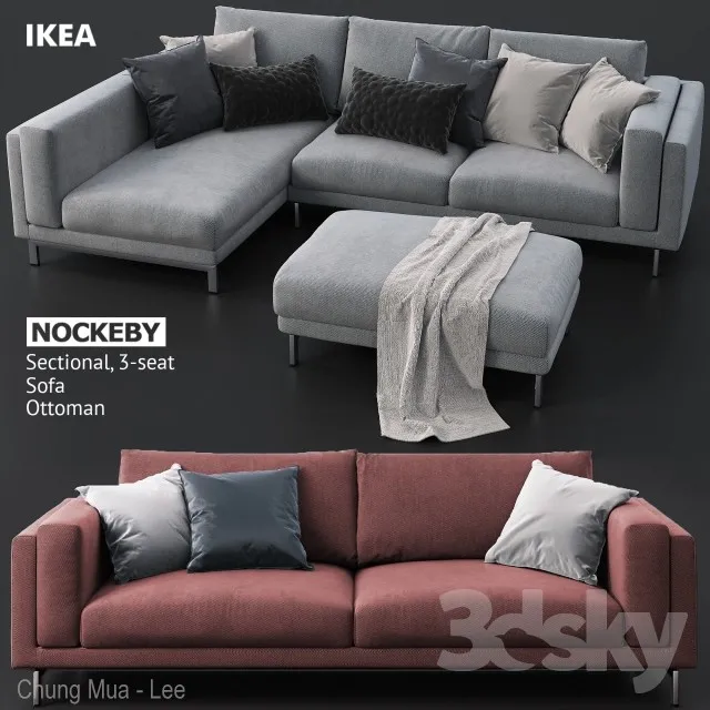 Sofas and ottoman IKEA NOCKEBY 3DS Max - thumbnail 3
