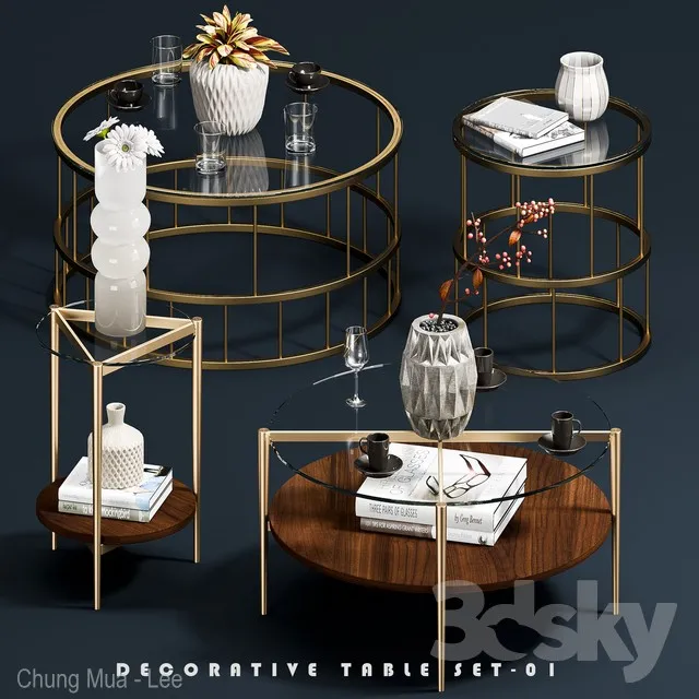 Decorative Coffee Tables Set 01 3DS Max - thumbnail 3
