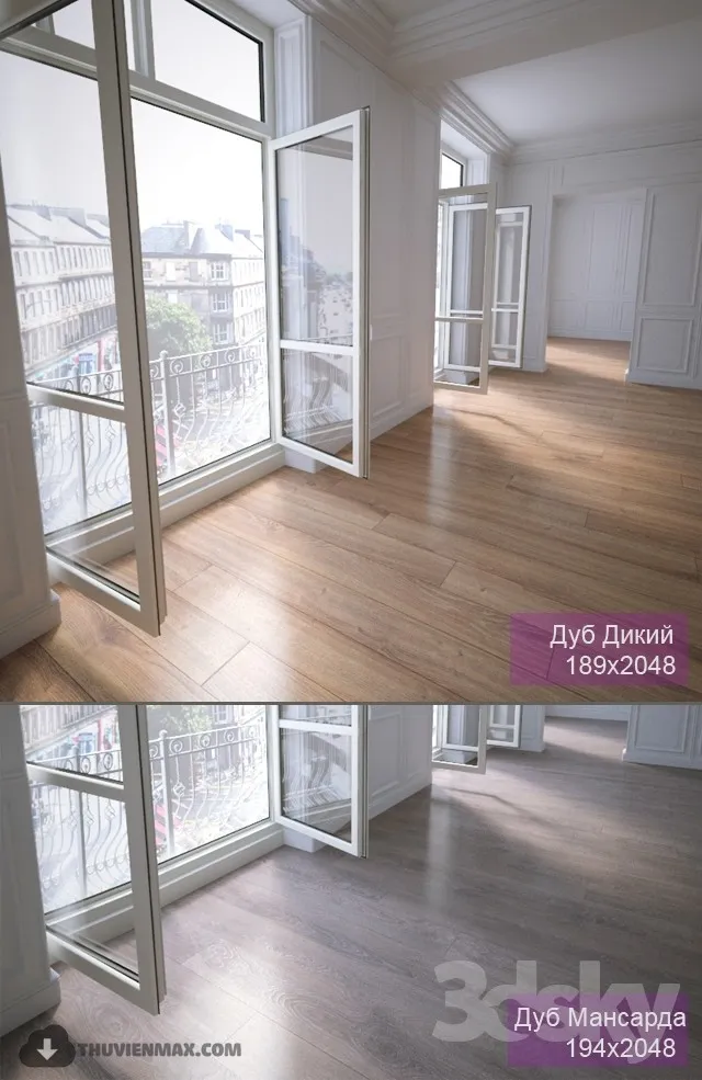 2 types of parquet: Oak Wild Oak Attic 3DS Max - thumbnail 3