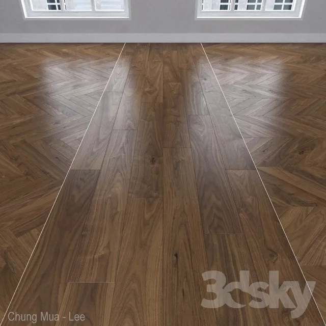 Parquet American walnut 3 kinds: herringbone linear chevron. 3DS Max - thumbnail 3