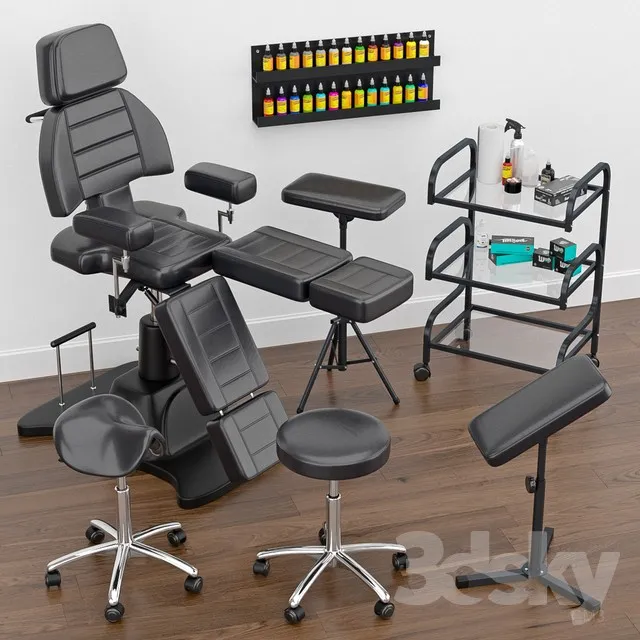 Tattoo furniture set 3DS Max - thumbnail 3