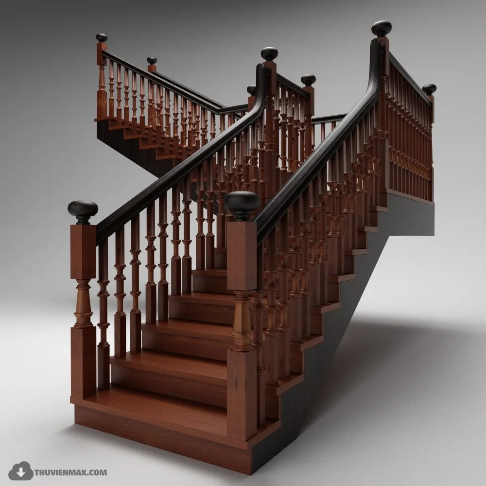 Wooden stairs 3DS Max - thumbnail 3