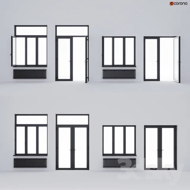 Aluminum window and balcony door ALUMIL 3DS Max - thumbnail 3