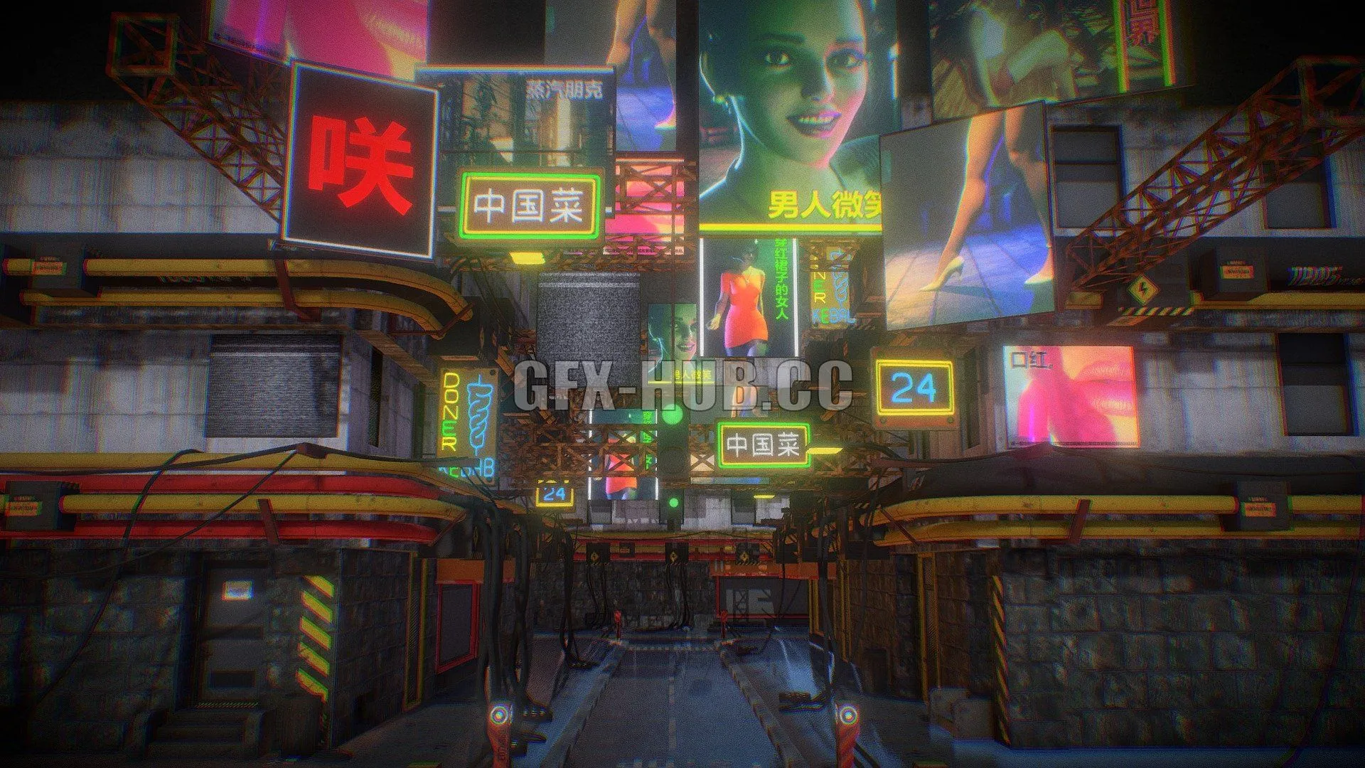 PBR Game 3D Model – Cyber City