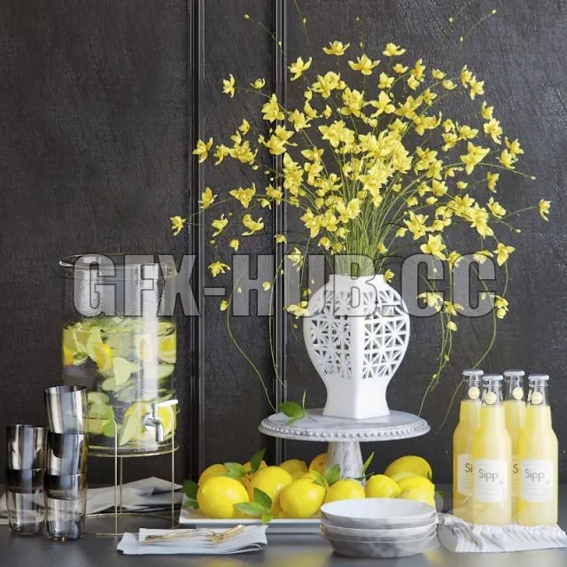 FURNITURE 3D MODELS – Kitchen Decor Set with lemons