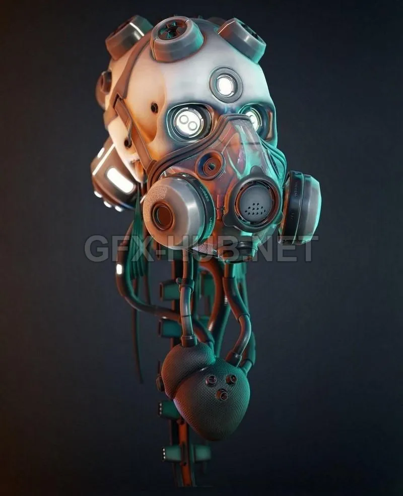 PBR Game 3D Model – Cyber Skull