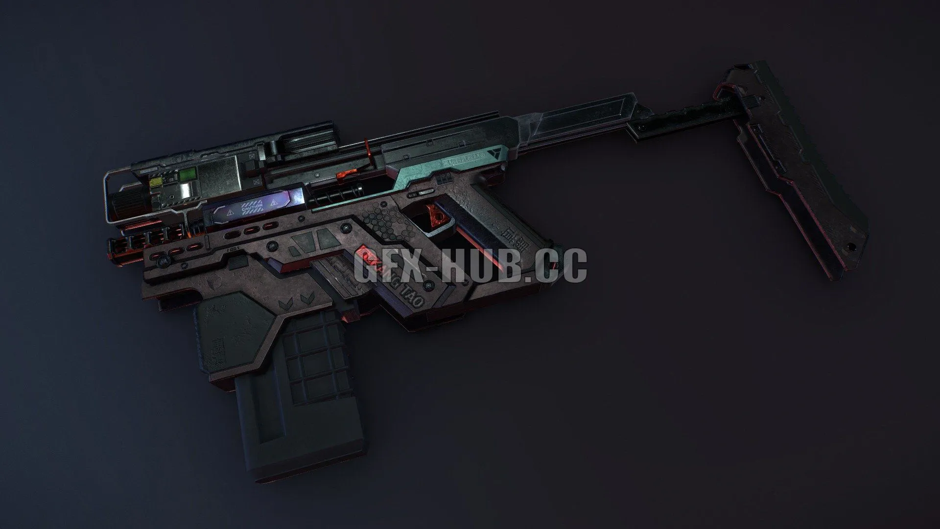 PBR Game 3D Model – Cyberpunk 2077 Sub-Machine Gun