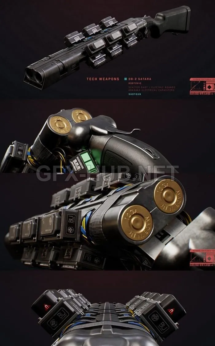 PBR Game 3D Model – Cyberpunk 2077 Tech Shotgun