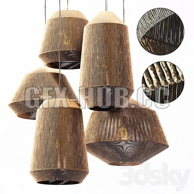 FURNITURE 3D MODELS – Lamp Wood Rotang Wicker Barrel N2