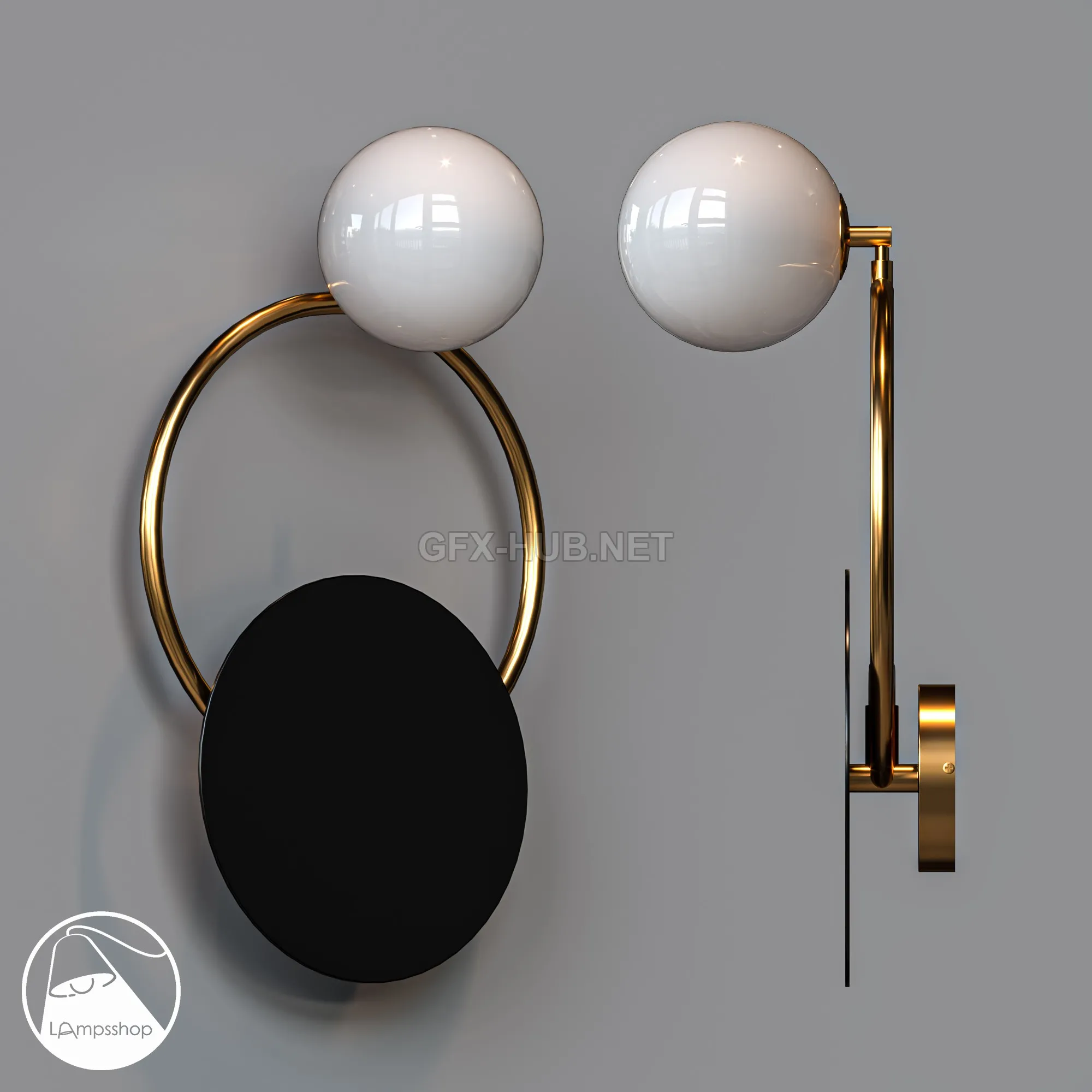 FURNITURE 3D MODELS – LampsShop.ru B4001 Sconce SUN ON THE RING A