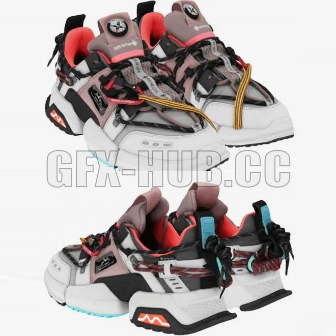 PBR Game 3D Model – Cyberpunk Fashion Sneaker 8 Techwear Scifi PBR