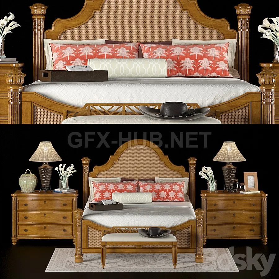 FURNITURE 3D MODELS – Lexington Home Brands Island Estate By Tommy Bahama Home Round Hill Bed