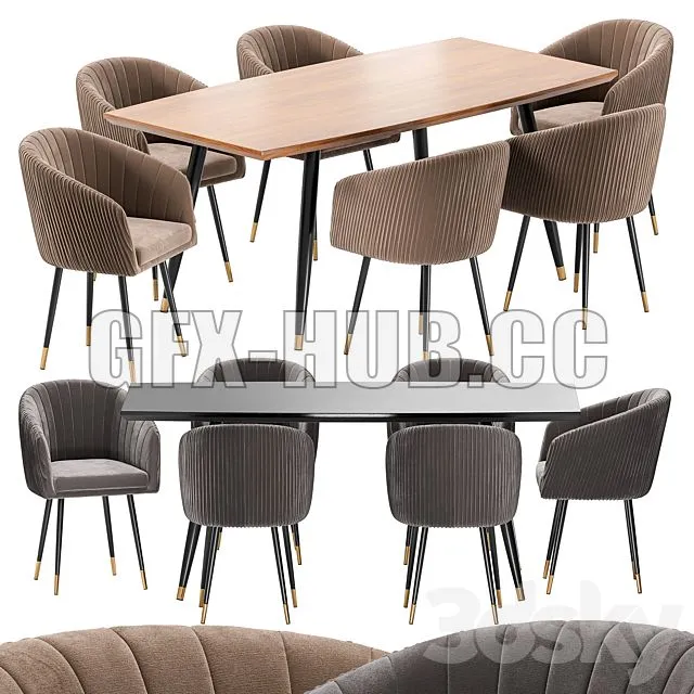 FURNITURE 3D MODELS – LM 7305 Dining Chair and Curve Table