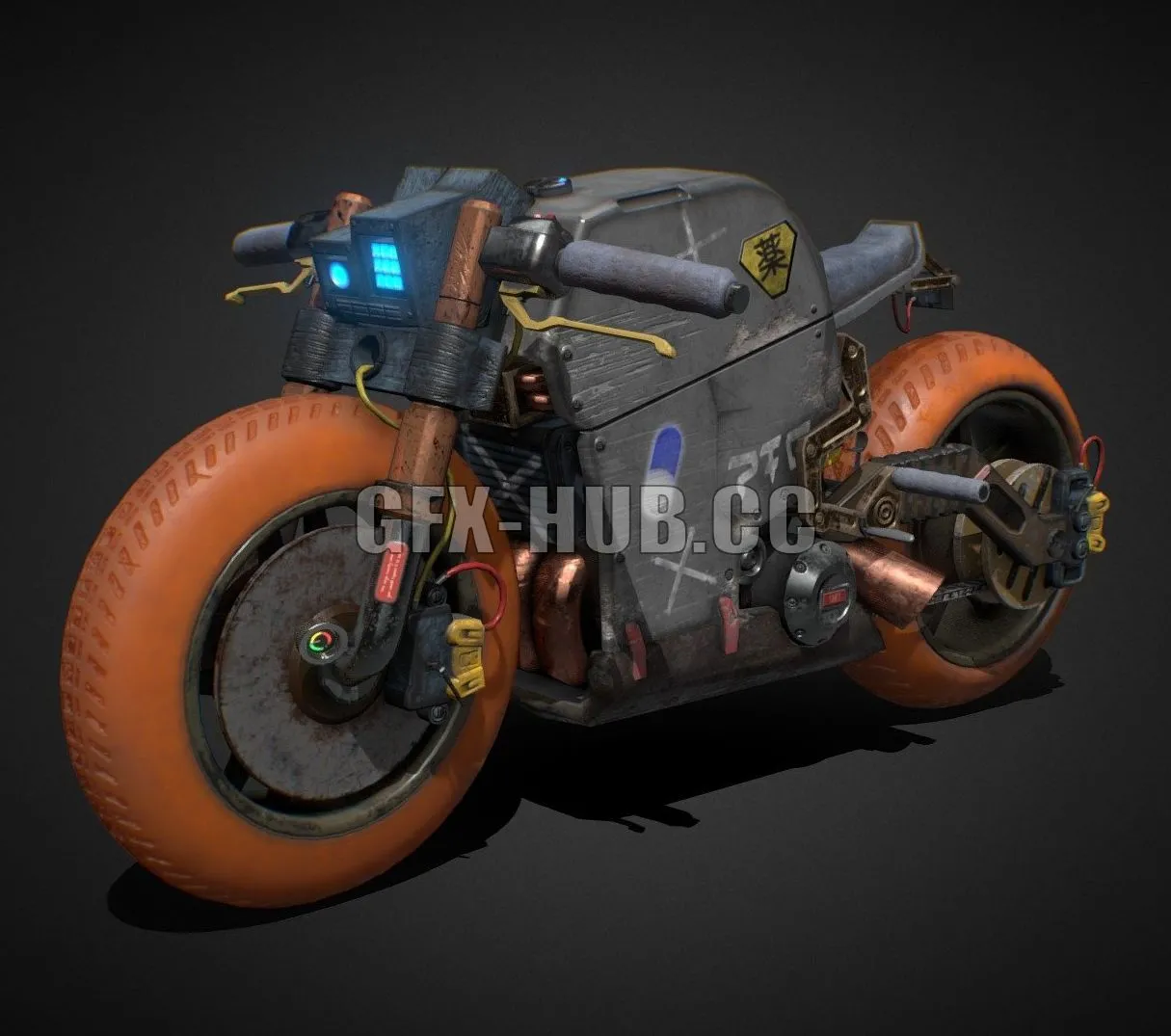 PBR Game 3D Model – CyberPunk Motorcycle