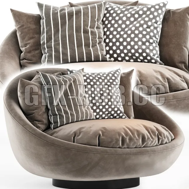 FURNITURE 3D MODELS – Lounge Chairs Lacoon with pillows
