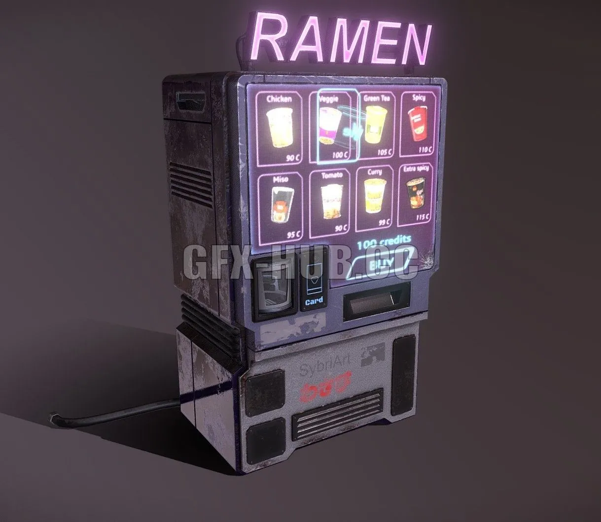 PBR Game 3D Model – Cyberpunk Ramen Vending Machine