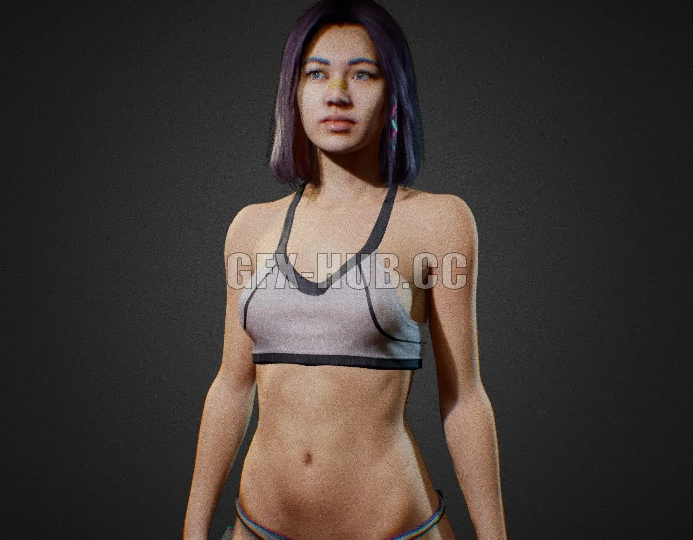 PBR Game 3D Model – Cyberpunk Replicant Girl