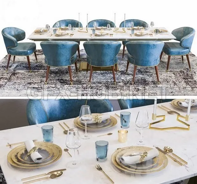 FURNITURE 3D MODELS – Luxury Ottiu Restaurant Table Set