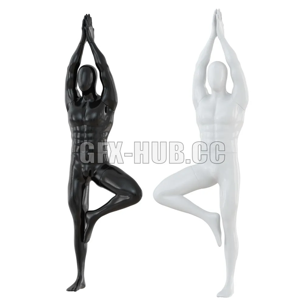 FURNITURE 3D MODELS – Male Abstract Mannequin Stands in Yoga Pose 109
