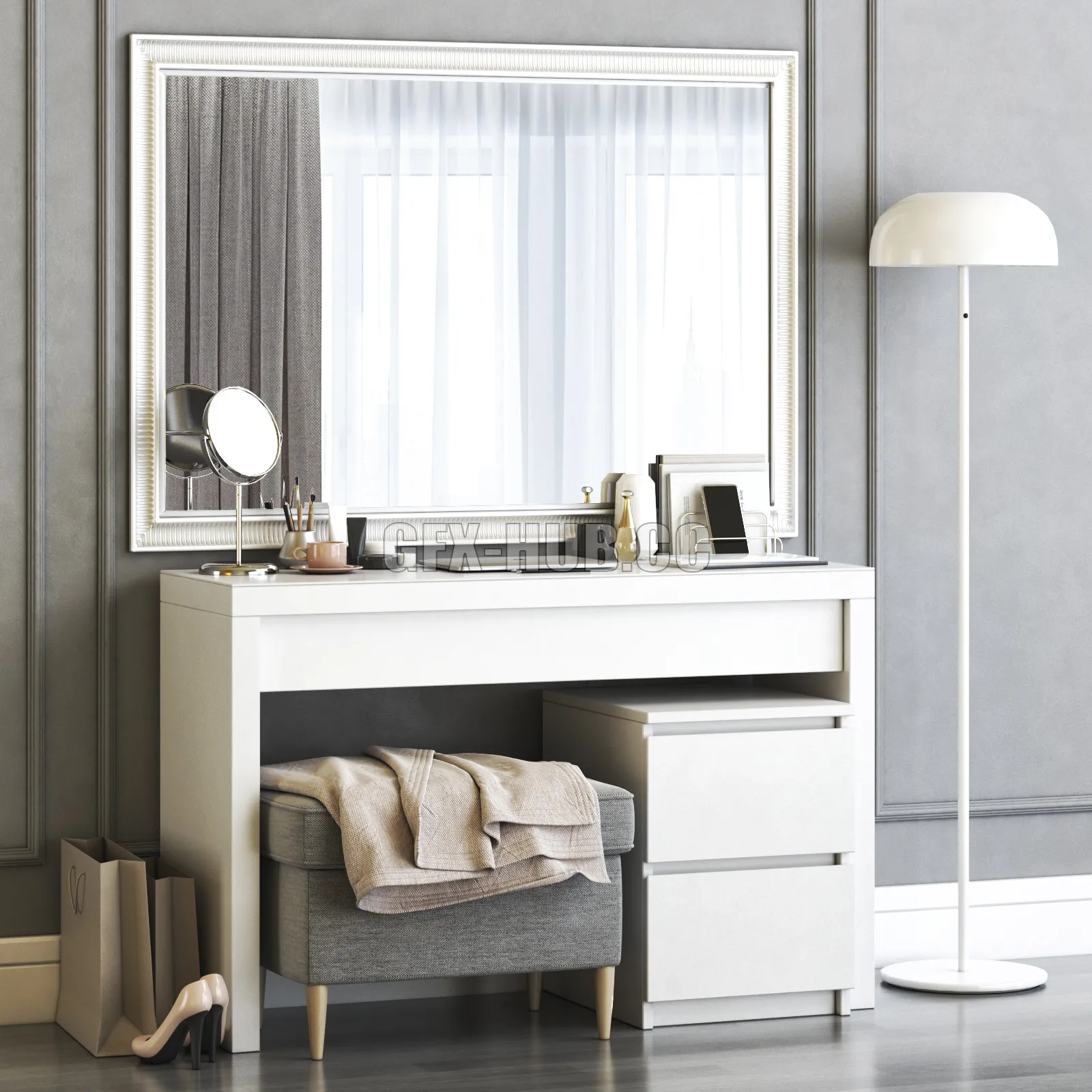 FURNITURE 3D MODELS – MALM Dressing Table by IKEA and decor