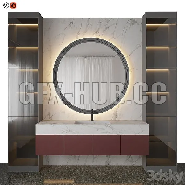 FURNITURE 3D MODELS – Marble Red Bathroom