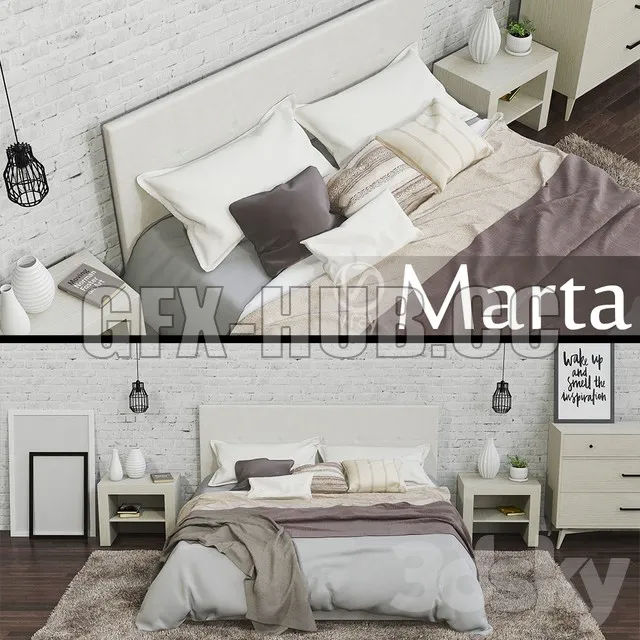 FURNITURE 3D MODELS – Marta bed with decor