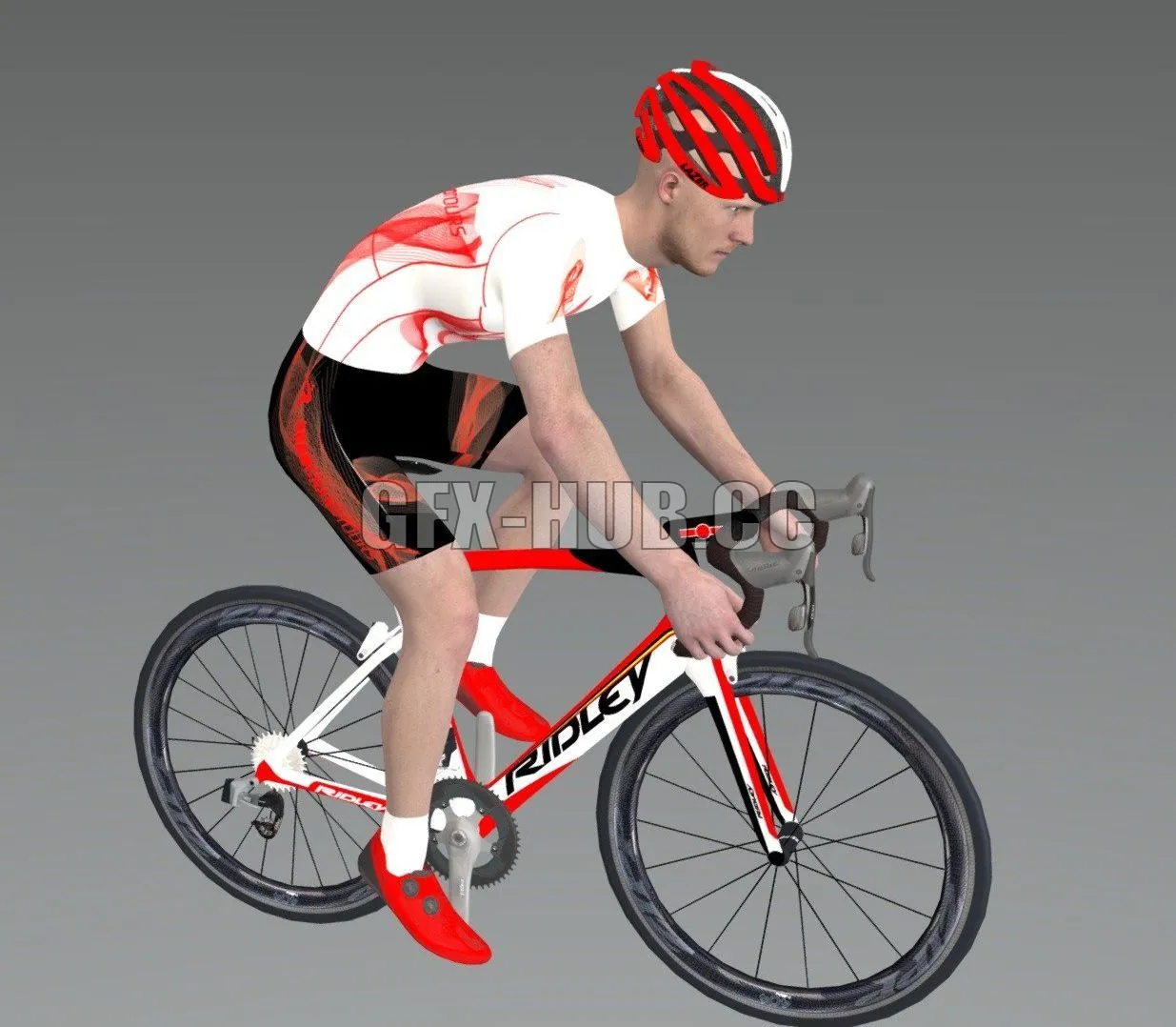 PBR Game 3D Model – Cyclist in drops pose