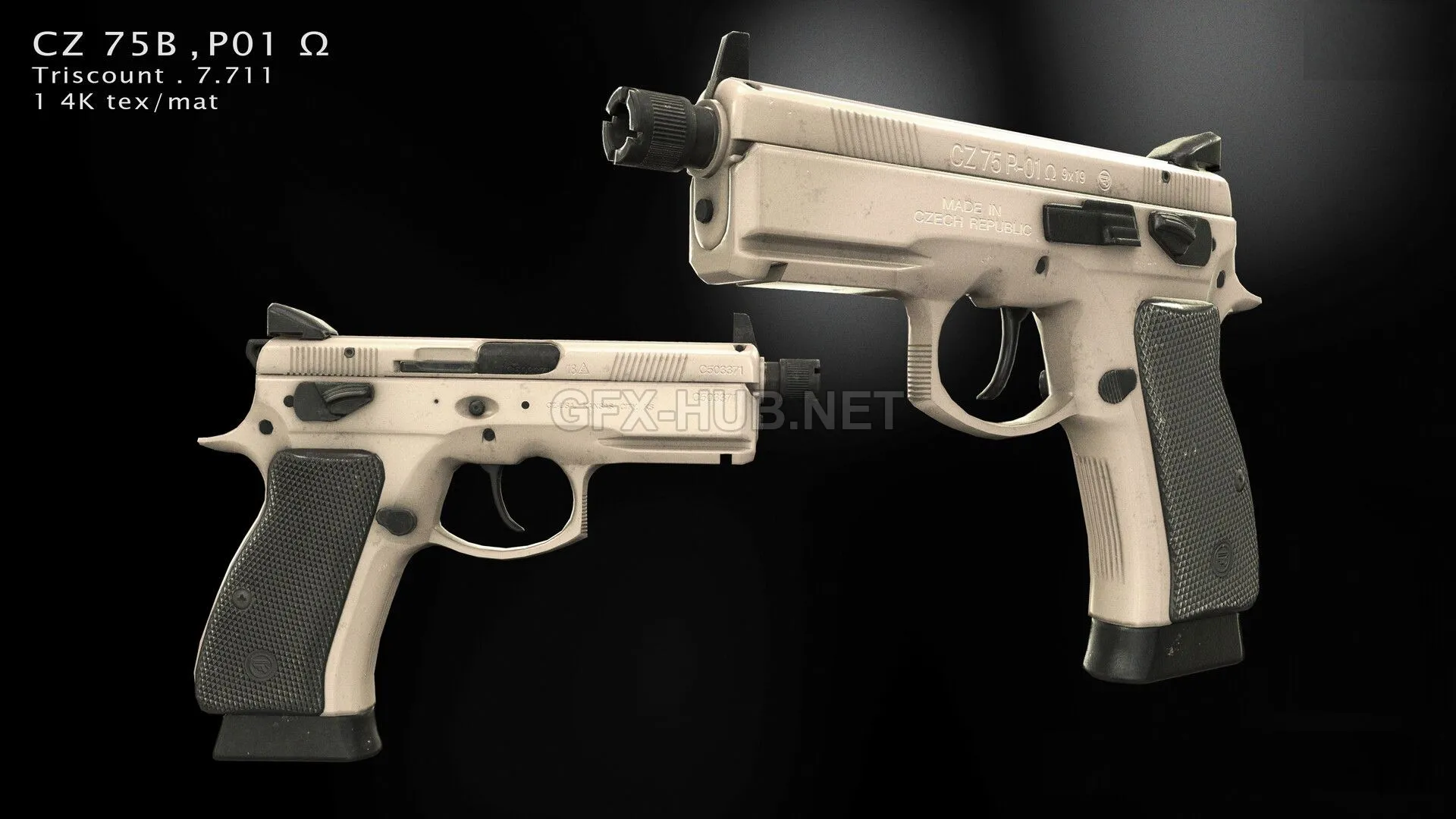 PBR Game 3D Model – CZ 75B P01 Omega handgun