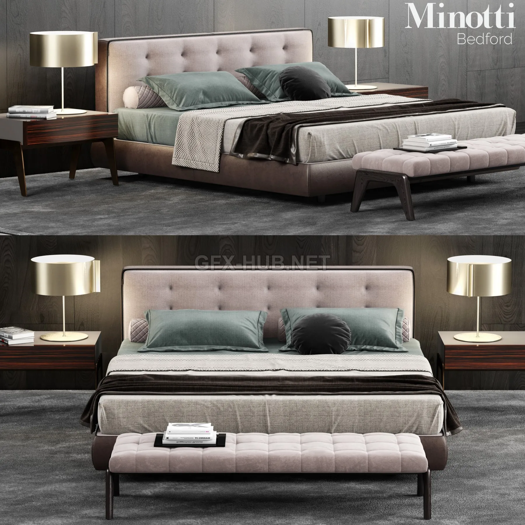 FURNITURE 3D MODELS – Minotti Bedford Bed