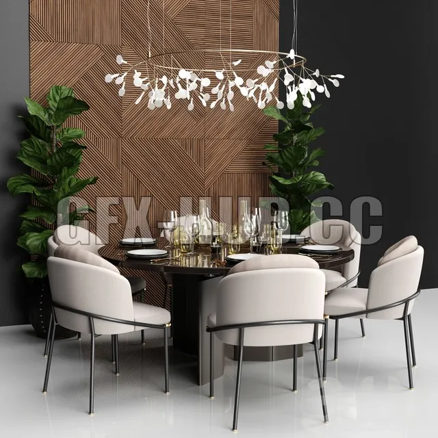 FURNITURE 3D MODELS – Minotti furniture set 2 (Table and chairs)