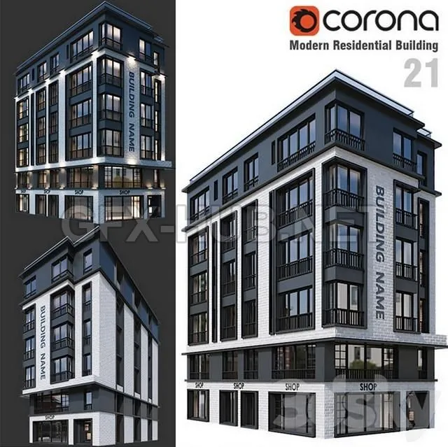 FURNITURE 3D MODELS – Modern Residential Building 21