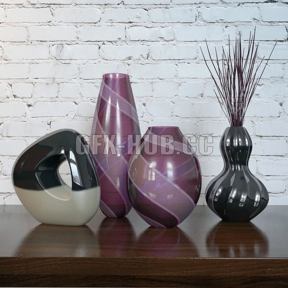 FURNITURE 3D MODELS – Modern vases set