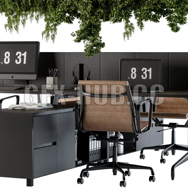FURNITURE 3D MODELS – Office Furniture – employee Set 16