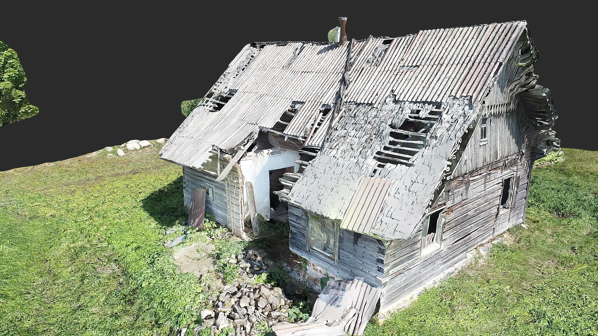 PBR Game 3D Model – Abandoned hut Apleista trobelė