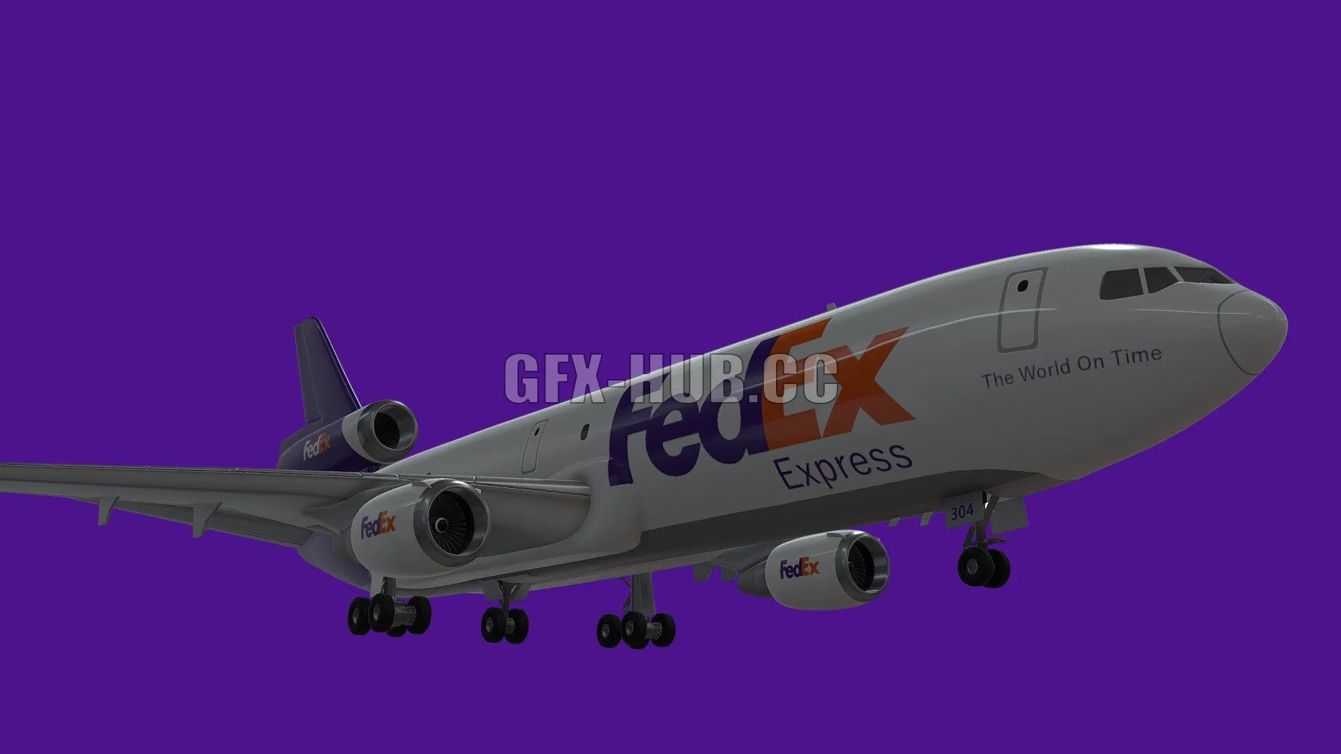 PBR Game 3D Model – DC-10-30 FedEx