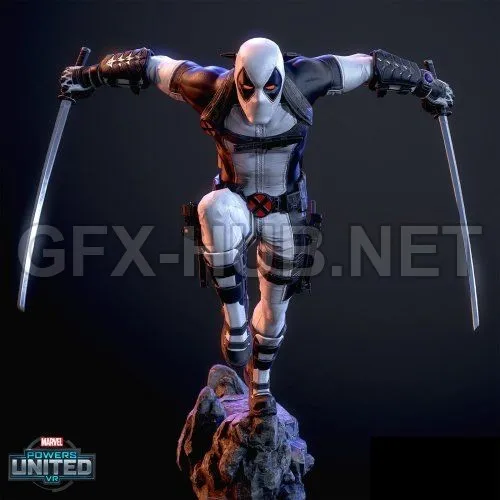 PBR Game 3D Model – Deadpool – X-Force – Marvel Powers United VR