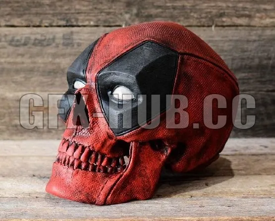 PBR Game 3D Model – Deadpool Skull