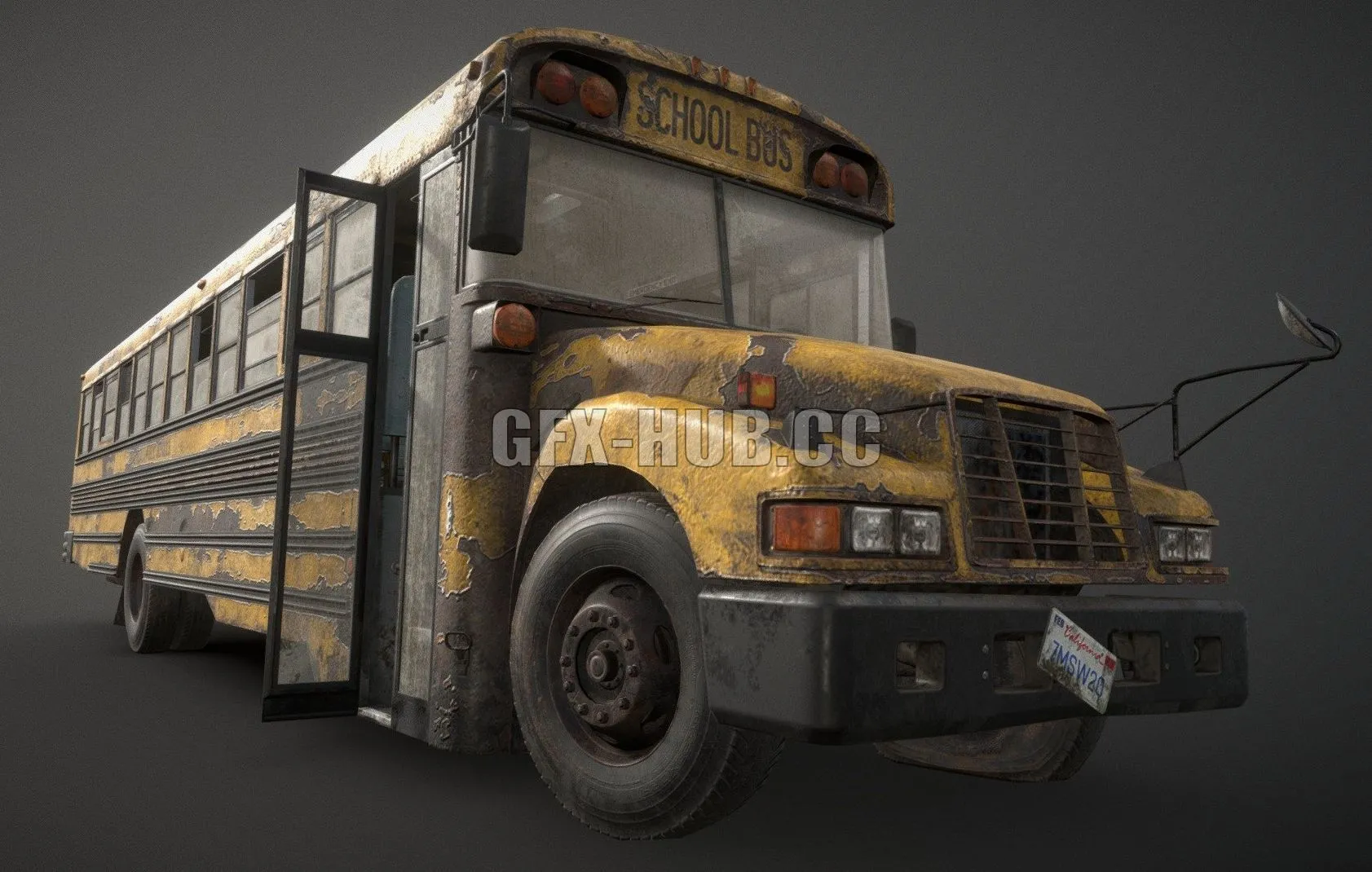 PBR Game 3D Model – Abandoned School Bus