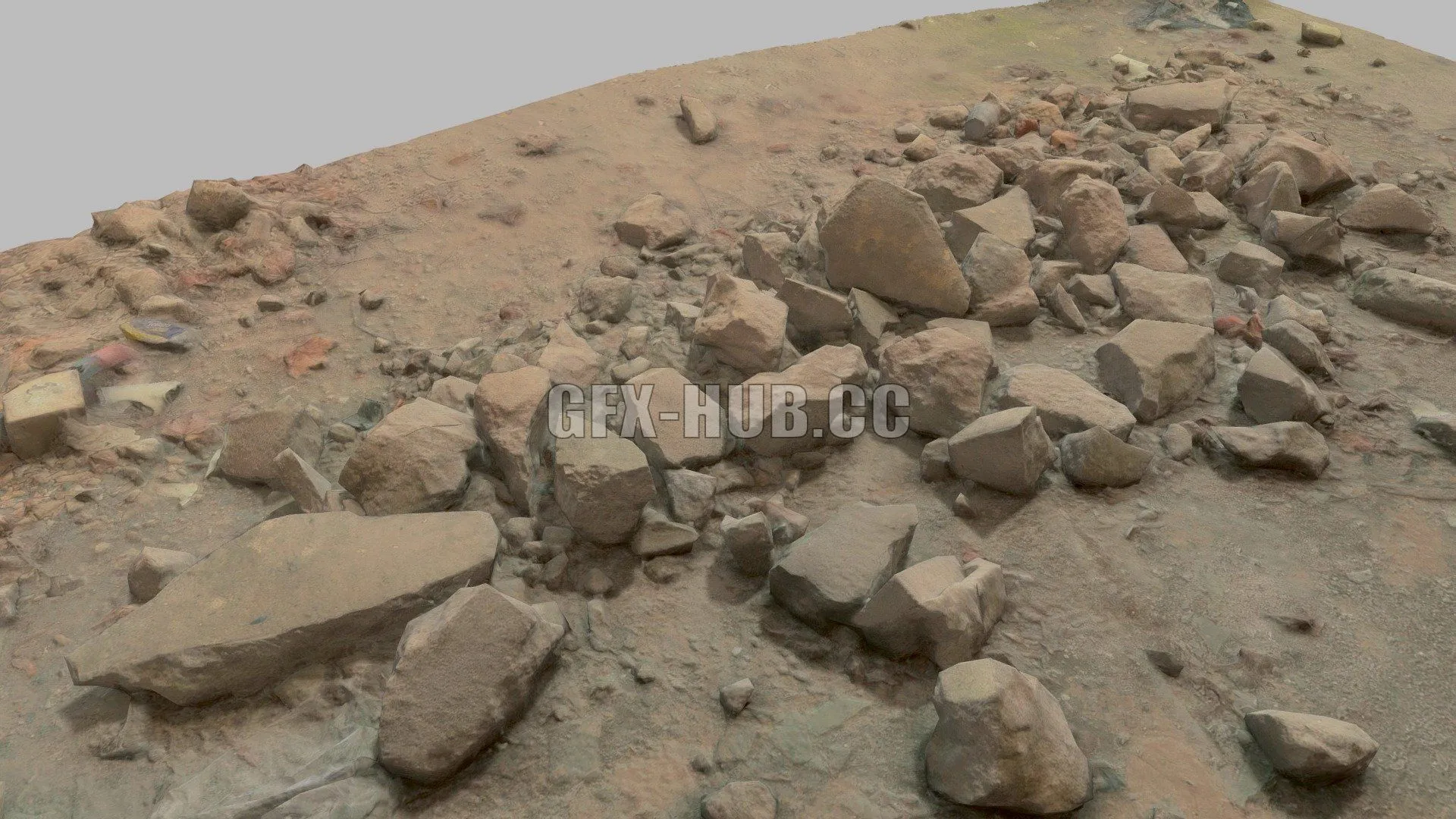 PBR Game 3D Model – Debris Rocks Concrete Pile Factory Scan