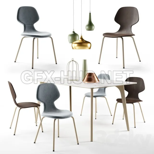 FURNITURE 3D MODELS – Pode Chiba chair Hux table Tonincasa lamps and decor